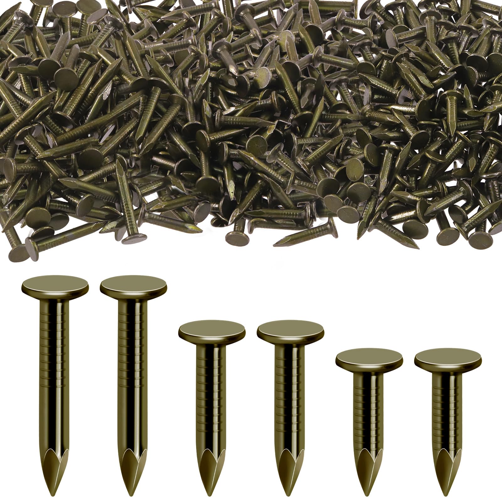 Rustark 400Pcs 3 Sizes 3/4 Inch 1 Inch 1-1/4 Inch Steel Roofing Felt Nails Asphalt Nails Slating Nails Cement Siding Nails for Roof Repair, Asphalt Tile, Landscaping (20mm 25mm 30mm)
