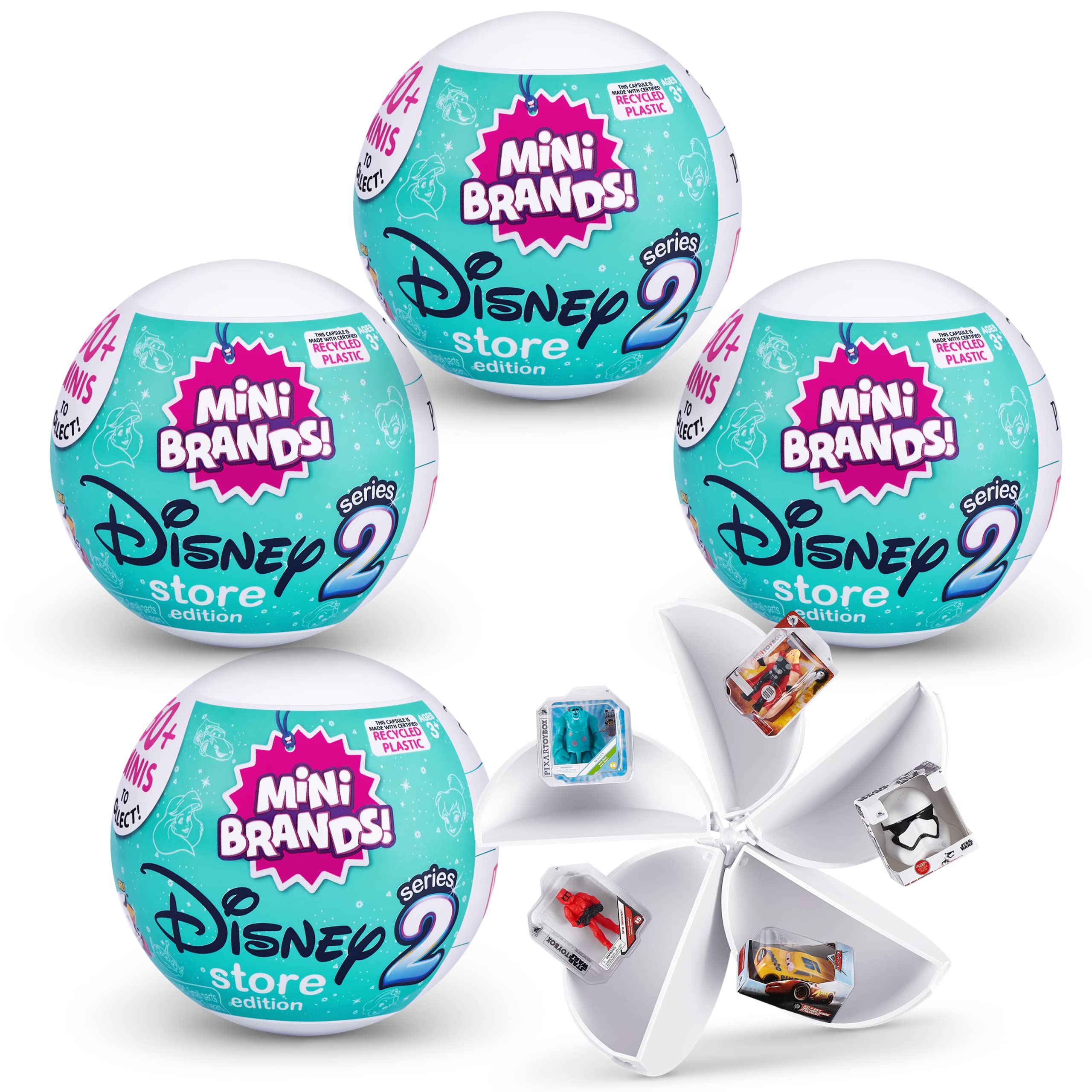 Mini Brands Disney Store Series 2, Mystery Collectible Miniature Figures, Disney Themed Surprise Collectibles (4 Capsules)