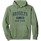 Brooklyn New York NY Vintage Sports Design Navy Print Pullover Hoodie