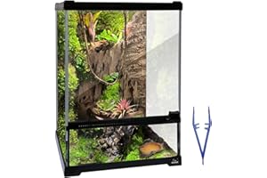 Waazoorep Reptile Glass Terrarium Tank 10 * 10 * 14in, Full View with Front Opening Door,Amphibians Enclosure Habitat Cage for Leopard Gecko Tarantula Young Lizard Hermit Crab Frog Insects Breeding