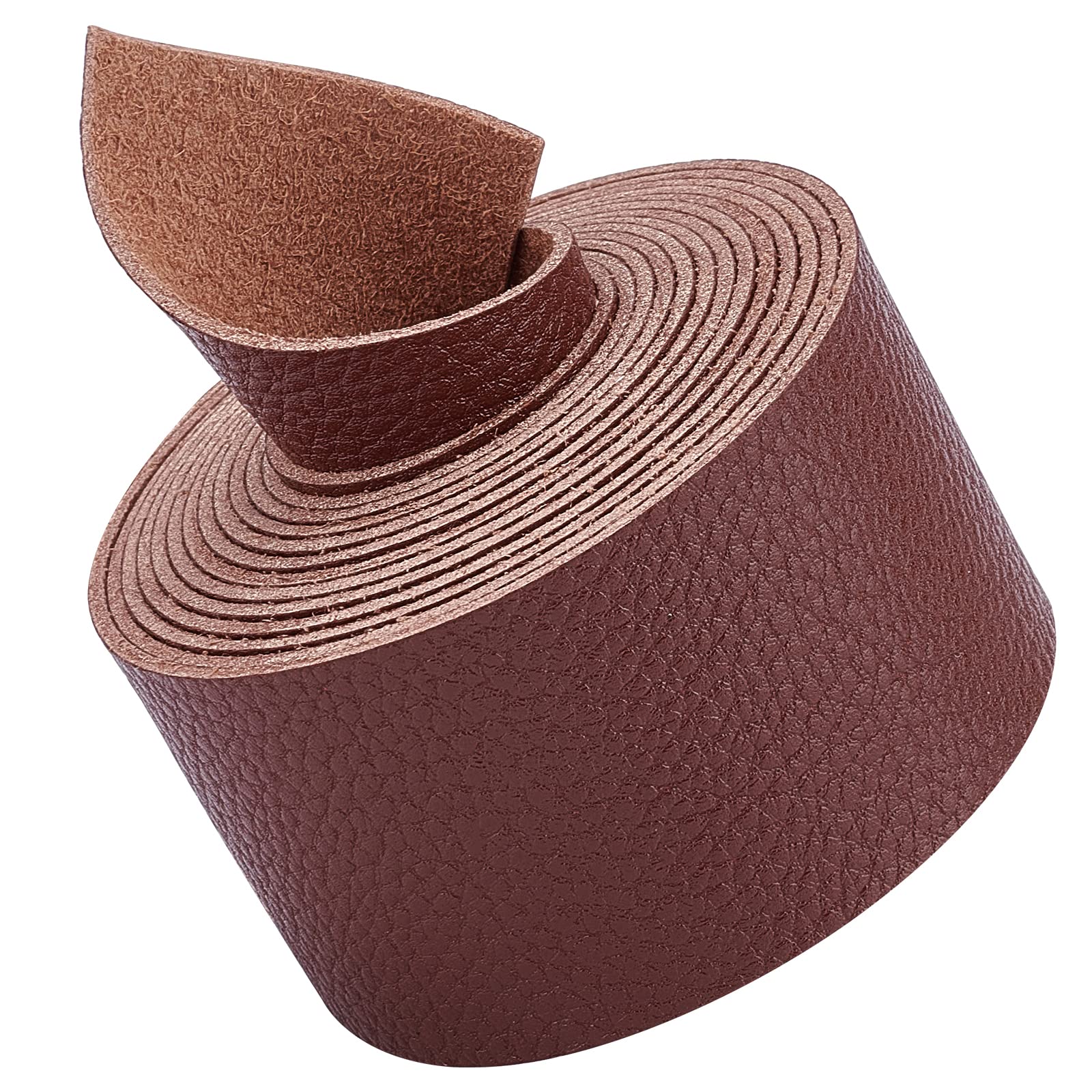 GORGECRAFT Brown Leather Strap 1.5 Inch Wide 79 Inch Long Lychee Pattern Leather Belt Strips Wrap Single Sided Flat Cord for DIY Crafts Projects Clothing Jewelry Wrapping Making Bag Furniture Handles