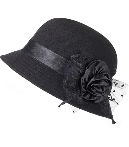 ORIDOOR Women Vintage Wool Felt Flowers Bucket Cloche Bowler  display picture 2