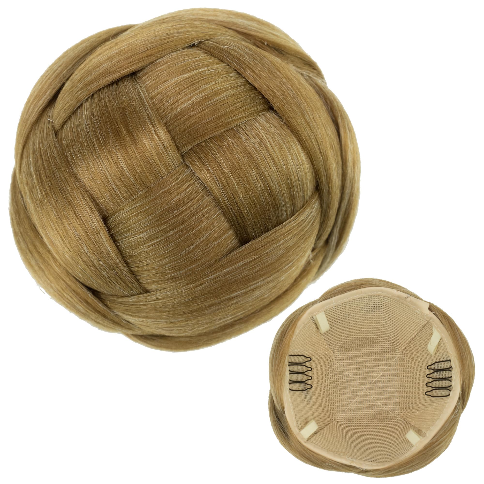 IMISSU Medium Size Braided Chignon Dancer Hair Cover Donut Hair Pieces Accessories Scrunchies Hair Bun Wig Updo Wedding Party for Women (Mix Copper)