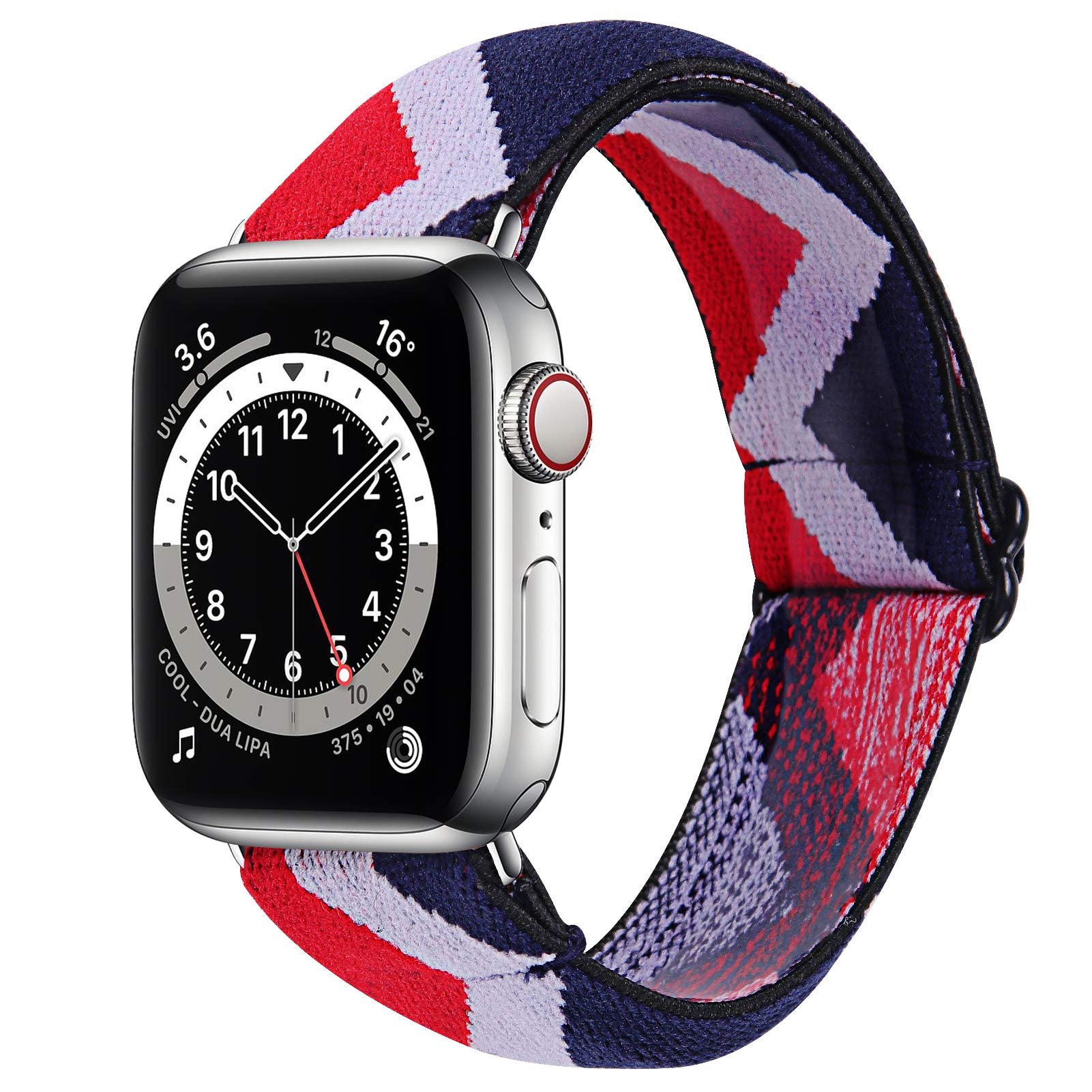 TRISTRAPS 42mm/44mm Elastic Nylon Watch Strap Compatible with Apple Watch iwatch Series SE/6/5/4/3/2/1,Soft Breathable Replacement Sport Wristbands for Men/Women