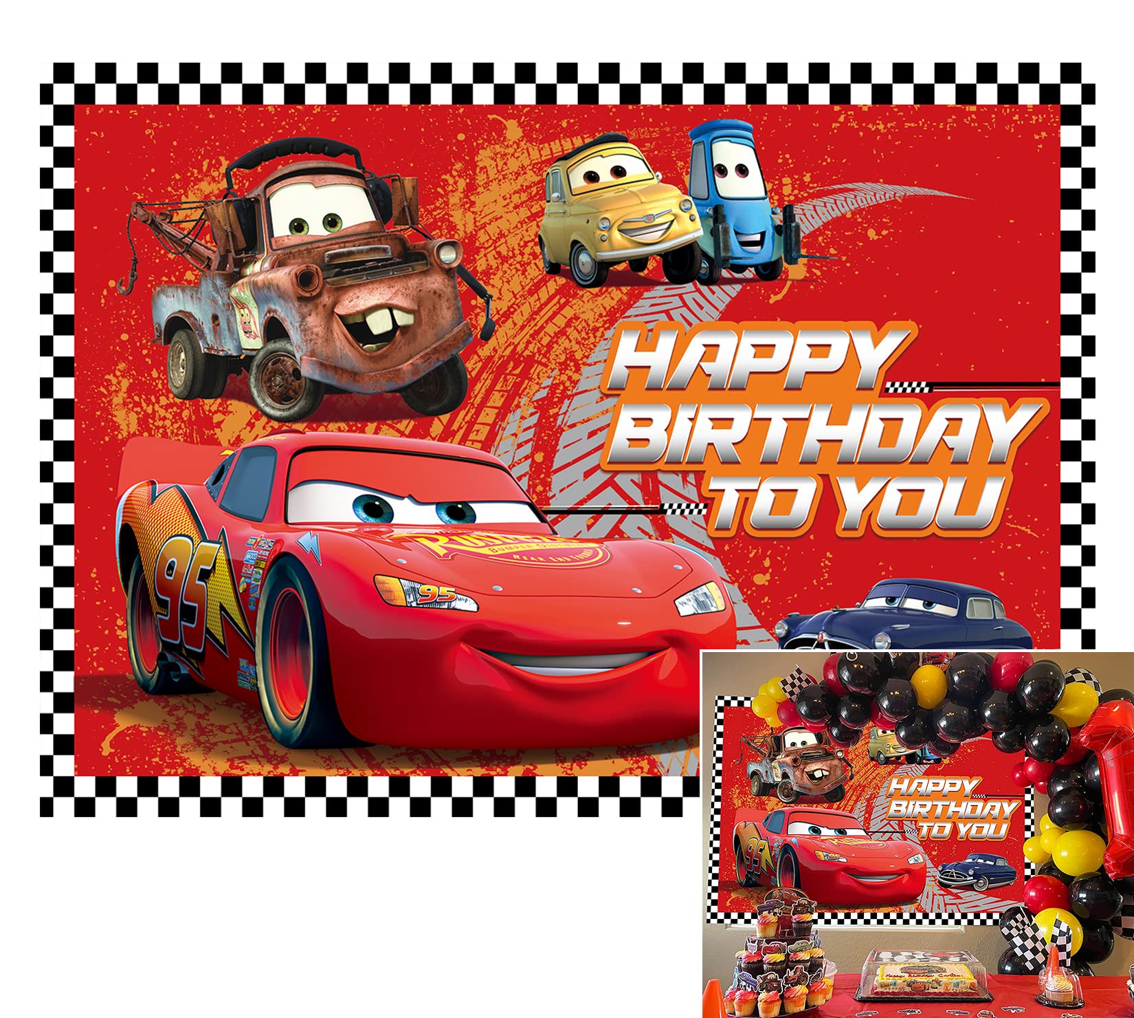 Car Racing Birthday 7x5ft Backdrop Racing Car Story