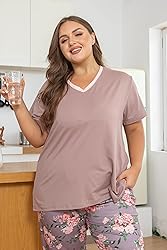 Vozanet Women's Pajama Sets Short Sleeve with Long