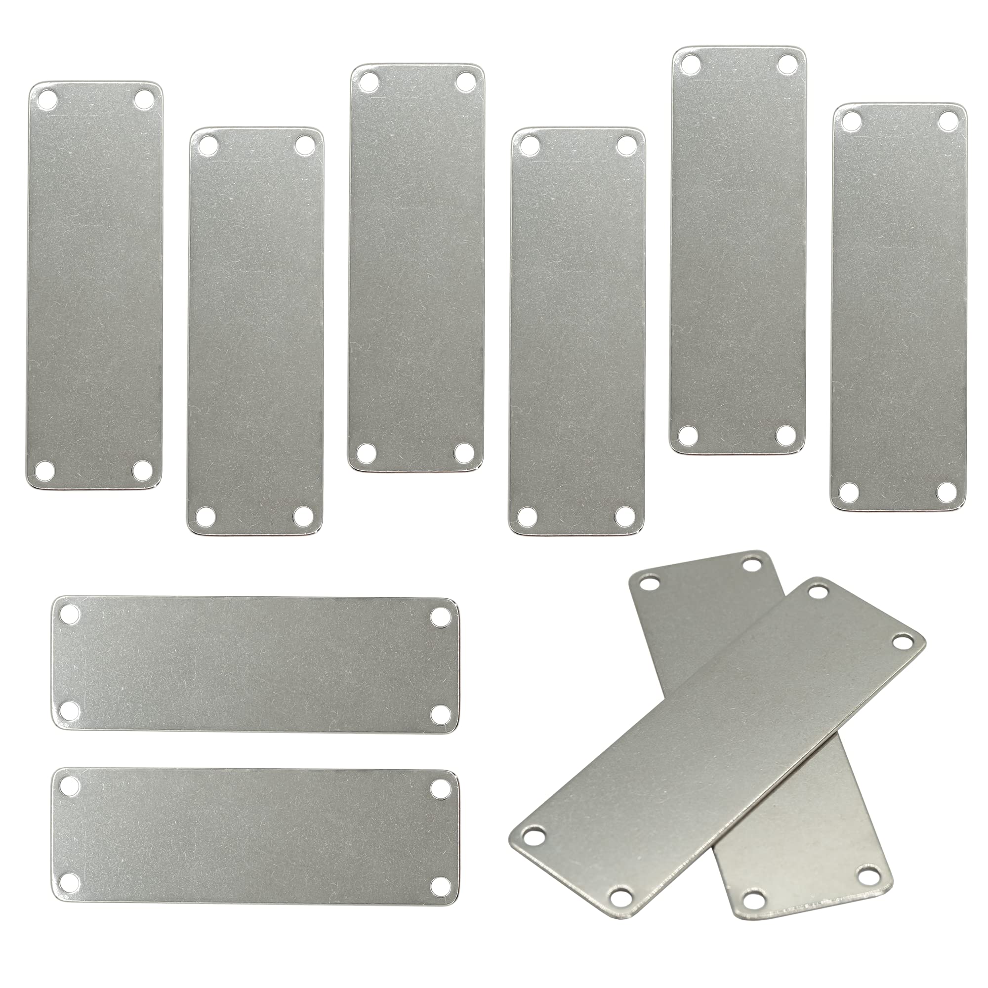 304 Stainless Steel Engraving Blank Tags Rectangle Stamping Blanks with 4 Holes 2.54 * 7.62cm 25 Pack