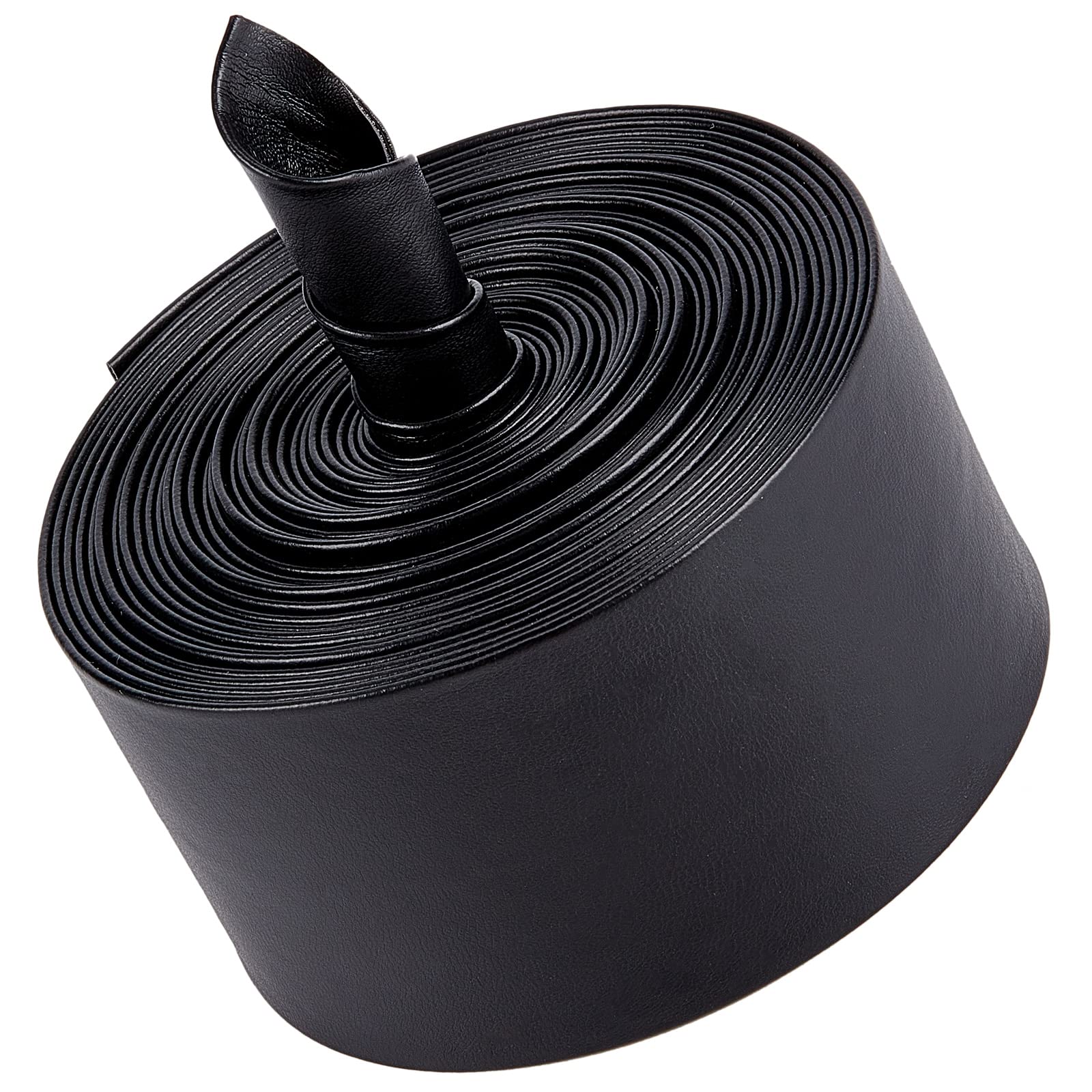 GORGECRAFT 5m 2 Inch/50mm Wide Leather Trimming Tape Foldover Leather Strips Leatherette Strap String Black Lychee Grained Imitation Flat Leather Cord for DIY Sewing Seaming Hemming Crafts Jewelry