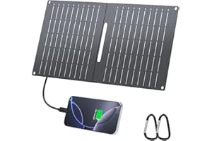 ECOSONIQUE TECHNOLOGY Ecosonique 15W Small Solar Charger Panels with USB C USB A Fast Charging Foldable Emergency Power Panels for Camping Backpacking Compatible with Cell Phone, iPhone, Samsung Galaxy, Google Pixel, LG