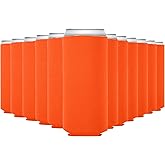 WhaleSiper Slim Can Cooler Sleeves (12 Pack) Bulk Customizable, Blank Foldable Foam Insulators for Beer Bottles & 12oz Tall Cans, Sublimation/HTV-Ready for Beer, Seltzer & White Claw (BrightOrange)