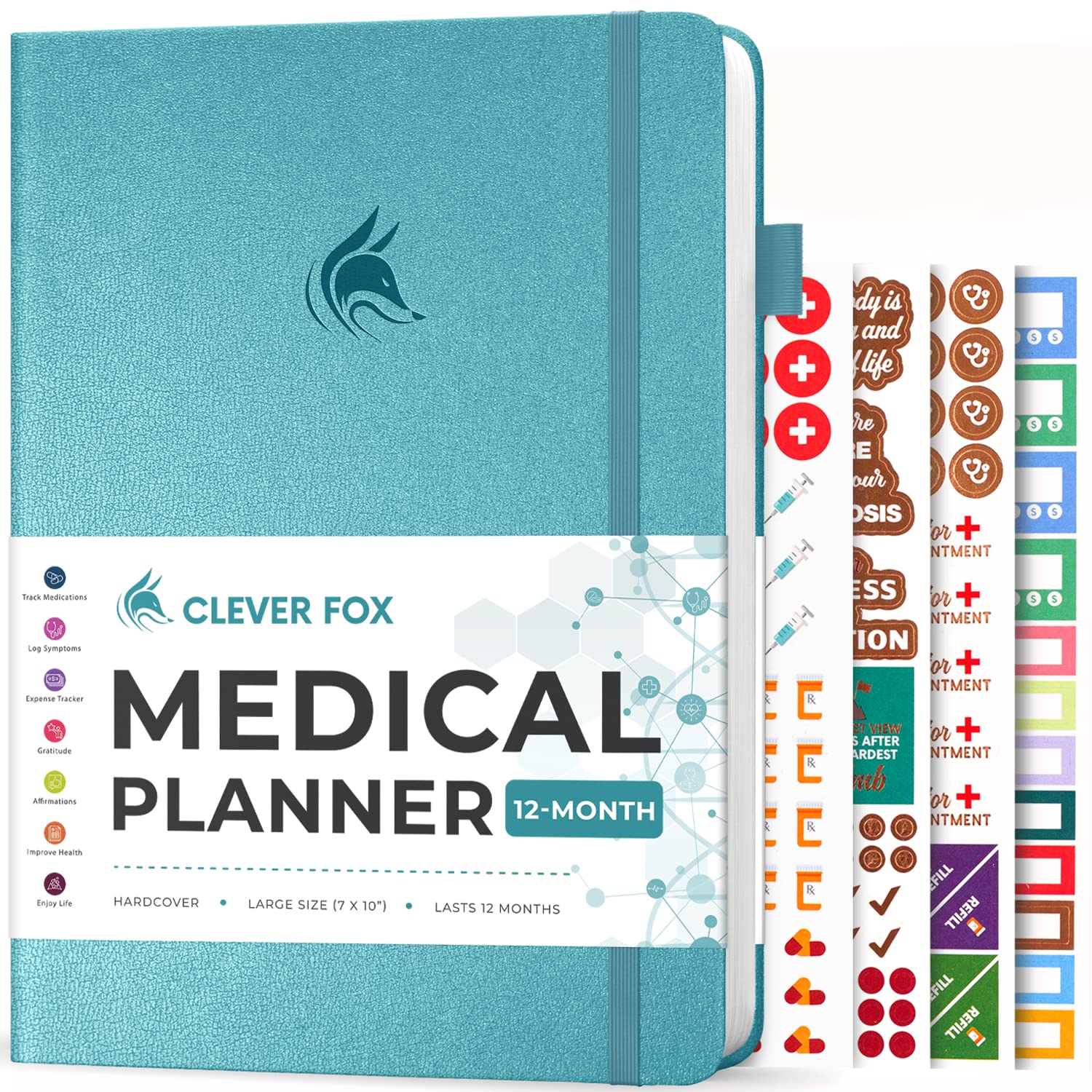 Photo 1 of Clever Fox Large Medical Planner 12-Month – Medical Notebook, Health Diary, Wellness Journal to Track Health – 12 Months, 7x10.5? (Aquamarine)