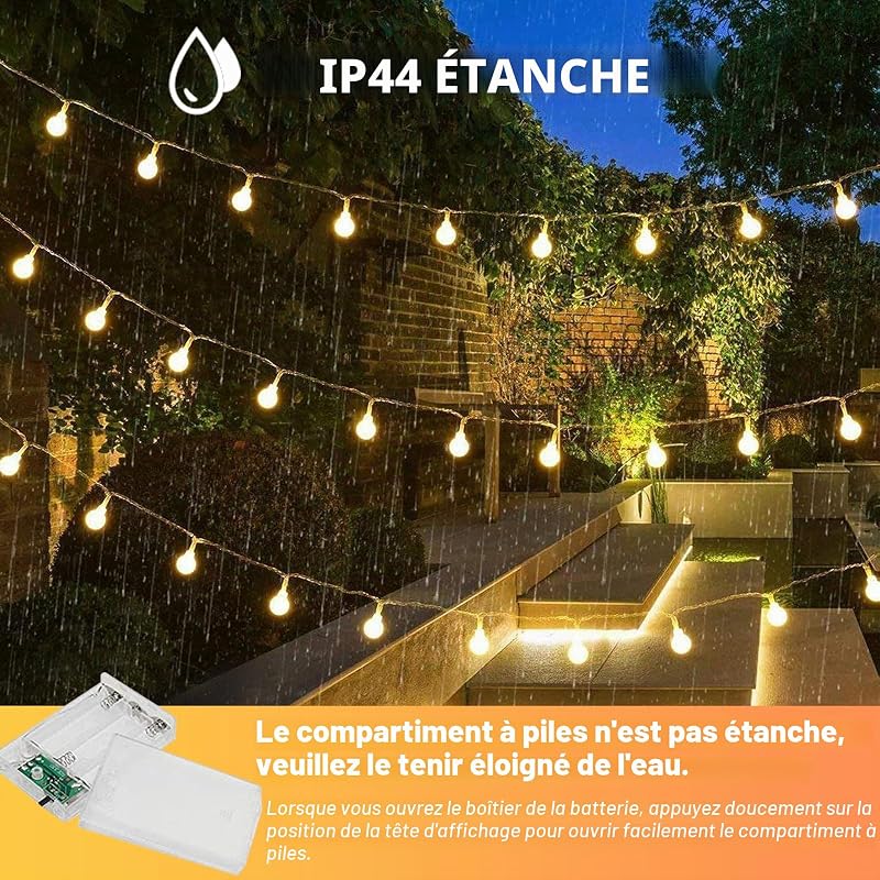 Guirlande Lumineuse chambre, 6m 40LEDs Guirlandes lumineuses boule LED à Pile Blanc Chaud, Décoration Pour Noël, Halloween, Mariage, Anniversaire, Maison, Jardin, Pâques, Terrasse, Pelouse — photo 4 sur 7