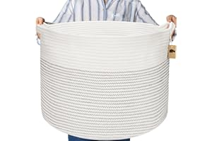 Little Hippo Baskets XXXL Large Cotton Rope 22"x22"x14" Storage Woven Blanket Living Room Toy Basket for Organizing, Baby Gift, Kids Organizer