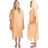 Nova Blue Changing Poncho &ndash; Orange Aztec Wearable Towel &ndash; Large Adult Hooded Towel (33 x 37) &ndash; 100% Turkish Cotton Super Absorbent Pool Cover Up for Beach &amp; Pool&hellip;