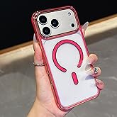 ZCDAYE for Case for iPhone 17 Pro Max,Compatible with MagSafe, Crystal Clear Full Camera Protection Phone Cases Cover for iPhone 17 Pro Max (6.9 inch), Hot Pink