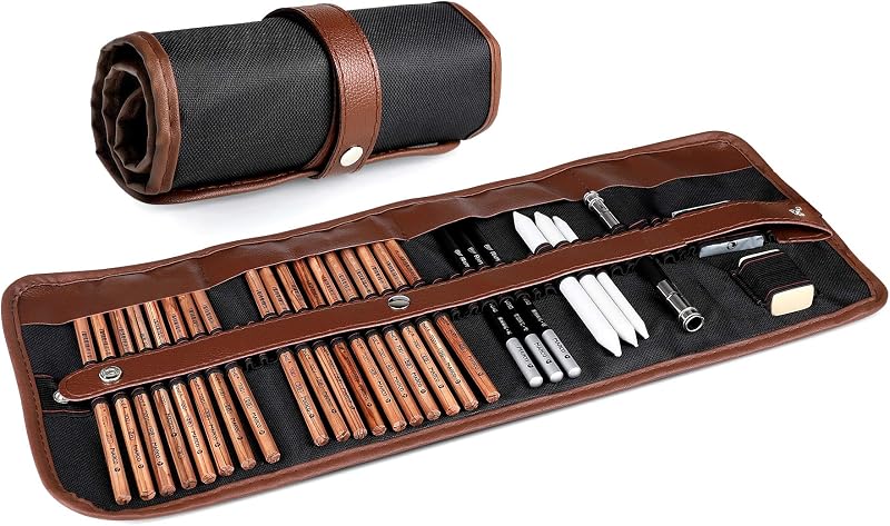 Yordawn Drawing Pencils Set Sketch Kit 29 Pack with Case Graphite Charcoal