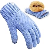 ARFNKIM Kids Winter Gloves for Boys Girls, Fleece Lining Knitted Warm Gloves Touchscreen Thermal Children Mittens