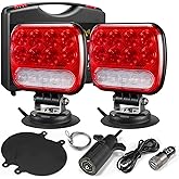 Partsam Wireless LED Trailer Light Kit Magnetic Towing Tail Light Portable Universal Stop Turn Running Backup Reverse Red+Cle