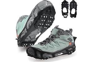 Ice Cleats Traction Grippers Winter Shoes 24 Studs Crampon for Walking on Snow and Ice Non-Slip Overshoe Rubber Anti Slip Sli