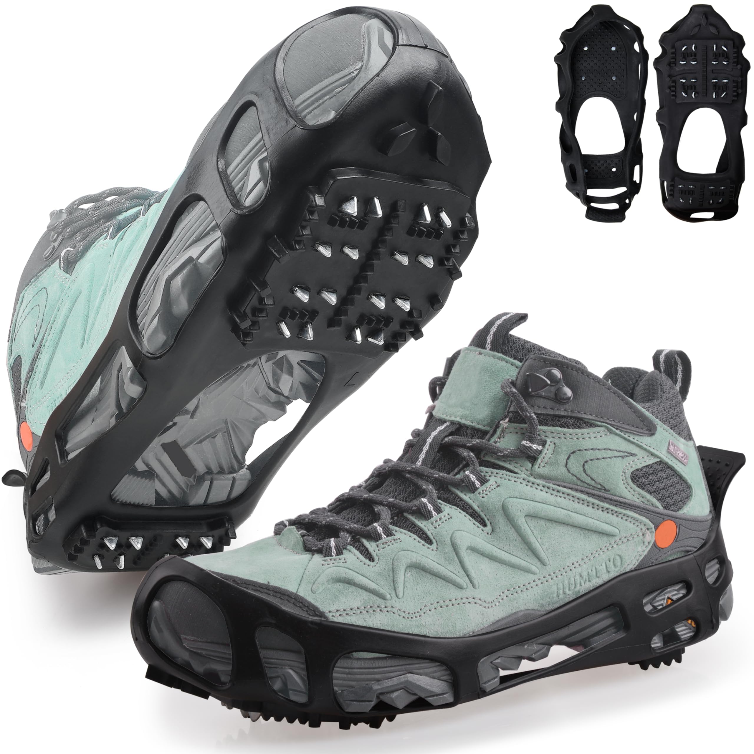 Ice Cleats Snow Traction Cleats, Crampon for Shoes and Boots Ice Snow Grips Walking on Snow and Ice Non-Slip Overshoe Rubber Anti Slip Grippers Slip-on Stretch Footwear