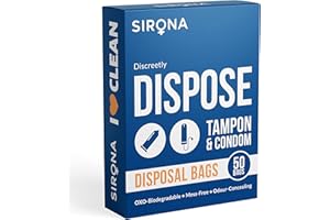 Sirona Condom and Tampon Disposal Bags - 50 Bags | Discreet Disposal of Feminine Hygiene Products | Biodegradable | Easy to C