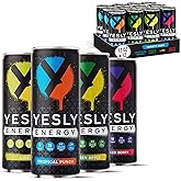 Yesly Energy Drink, Variety Pack, Naturally Flavored Sparkling Energy Drink With Electrolytes, Magnesium, Potassium, Vitamin C, B6 & B12, Natural Caffeine From Green Tea, 12 Fl Oz Cans, 12 Pack