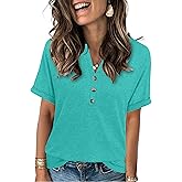 XMTOPYE Womens Summer Tops Fashion 2025 Short Sleeve V Neck T Shirts Dressy Casual Loose Fit Clothes Business Outfits Blouses