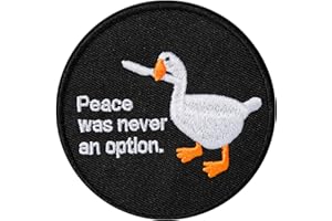 XMJY Peace was Never an Option Patch- 1 Pc Embroidered Funny Patch with Hook Fastener Backing, Cute Duck Bite Knife Patch for Tactical Backpacks, Jackets, Jeans, Hats