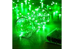 Ariceleo 1 Pack 16.4ft Battery Operated String Lights with Timer, Green with Synchronized Twinkle Mode, Fairy Lights Battery Powered, 50 LEDs, Idea for Christmas Bedroom Party Wedding