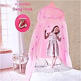 EVEN NATURALS Princess Bed Canopy for Girls, with Lace Dome & Hearts (Easy Hanging System), Birthday Gift, Mosquito Netting f