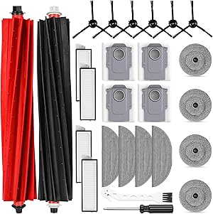 26 Stück Zubehör für Roborock S8 MaxV Ultra Saugroboter, 2 Hauptbürste 4 Staubbeutel 4 Wischtücher 4 Seitenwischer 4 Filter 6 Seitenbürsten 1 Reinigungsbürste 1 Schraubendreher