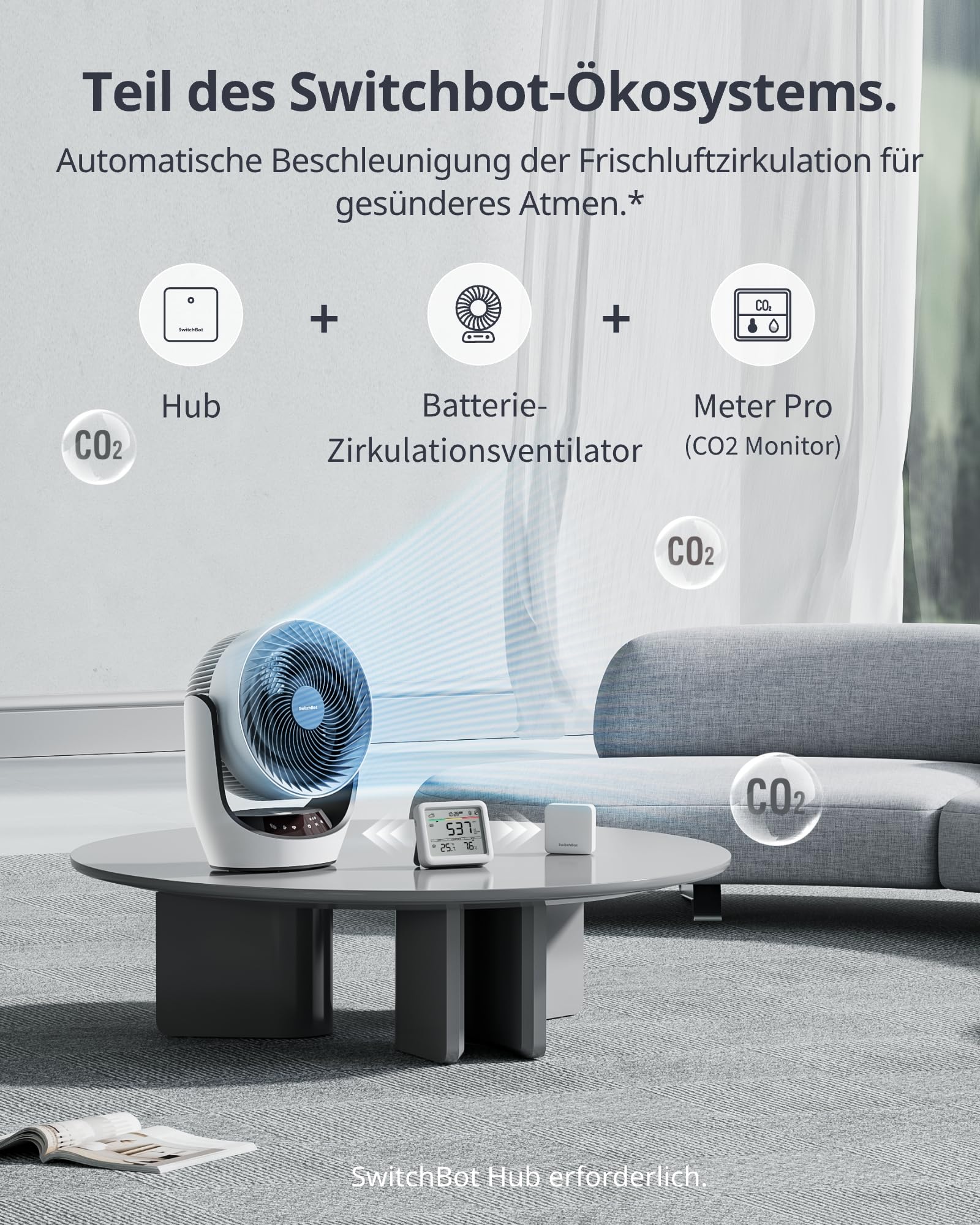 SwitchBot CO2-Melder, CO2 Messgerät mit Thermometer Hygrometer Innen, Luftqualität Messgerät mit CO2-Alarm, Bluetooth CO2 Sensor mit APP, 2 Jahre Datenspeicher, Hub erforderlich 9