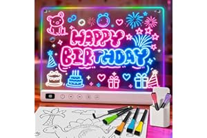 16" Rechargeable LED Drawing Board for Kids, Doodle LED Note Board with 13 Light Effects, Neon Glow Acrylic Dry Erase Board w