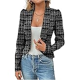 Floerns Women's Blazer Business Casual Long Sleeve Plaid Suit Jacket Fall Outfit Outerwear