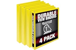 Samsill Durable 1 inch 3 Ring Binder, Made in USA, D Ring Binder, FSC 100% Recycled Chipboard, Yellow, 4 Pack