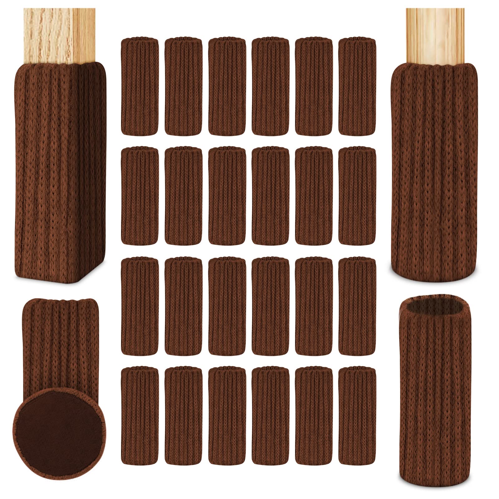 OSDUE Chair Socks, 24 PCS Chair Leg Floor Protector, Chairs Leg Caps with Felt Pads, Floor Protectors Covers Fit Round Square Furniture Feet
