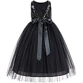ekidsbridal Sequin V-Back Junior Flower Girl Dress Princess Bride Toddler Daily Gown LG1