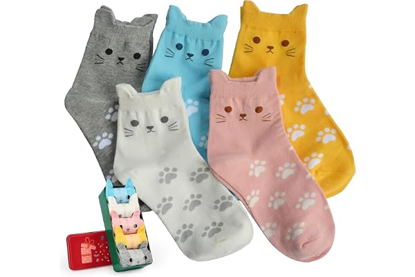 Jeasona 5 Pairs Socks for Women Cotton Socks Gifts for Women Christmas Birthday Mother's Day Valentines