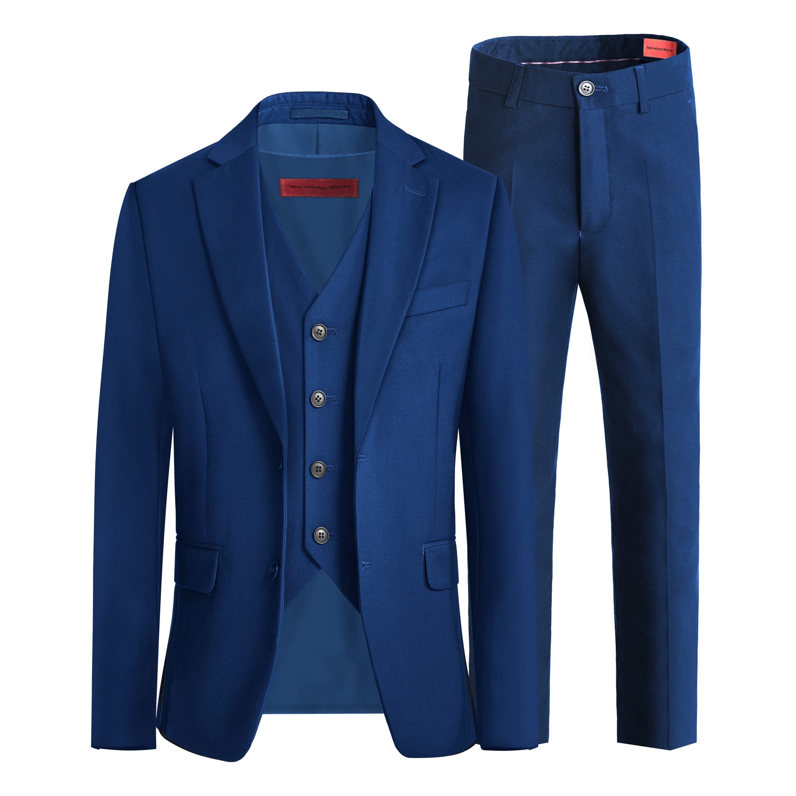 Marvelous World Boys Blue Slim Fit Suits Set Formal