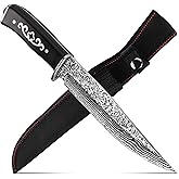 Fixed Blade Hunting Knife with Sheath: Full Tang Camping Knife - Wood Handle Bushcraft Knives for Men Survival Knife with Cli