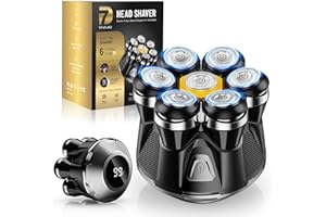 NIWUIO Head Shaver for Bald Men: Electric Bald Razor -IPX7 Wet & Dry Shaving- Ergonomic Grip-7 Floating Heads for Ultimate Comfort - Rechargeable Grooming Kit for Scalp/Face/Beard