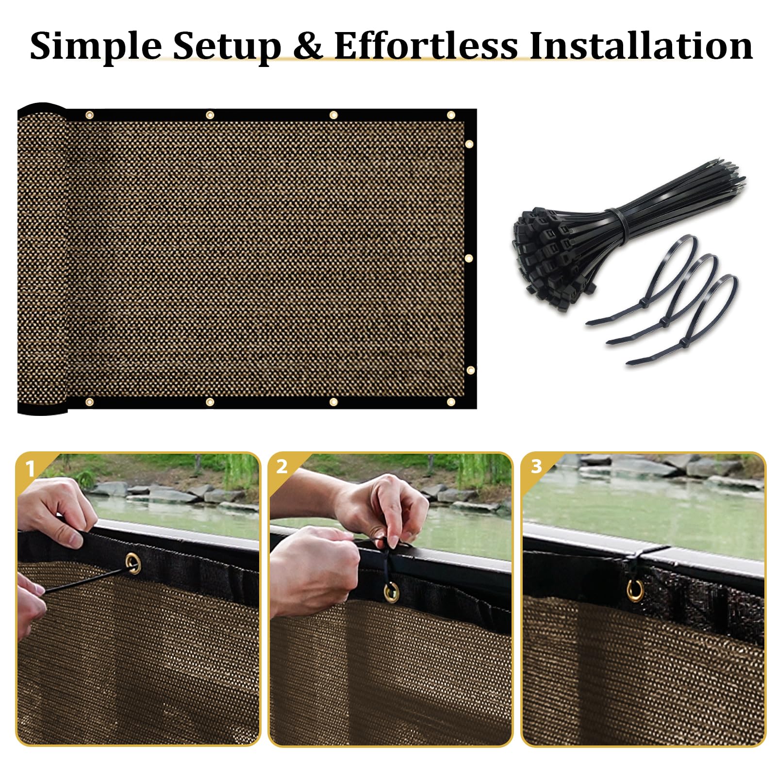 Shade&Beyond 6'x51' Brown Privacy Screen