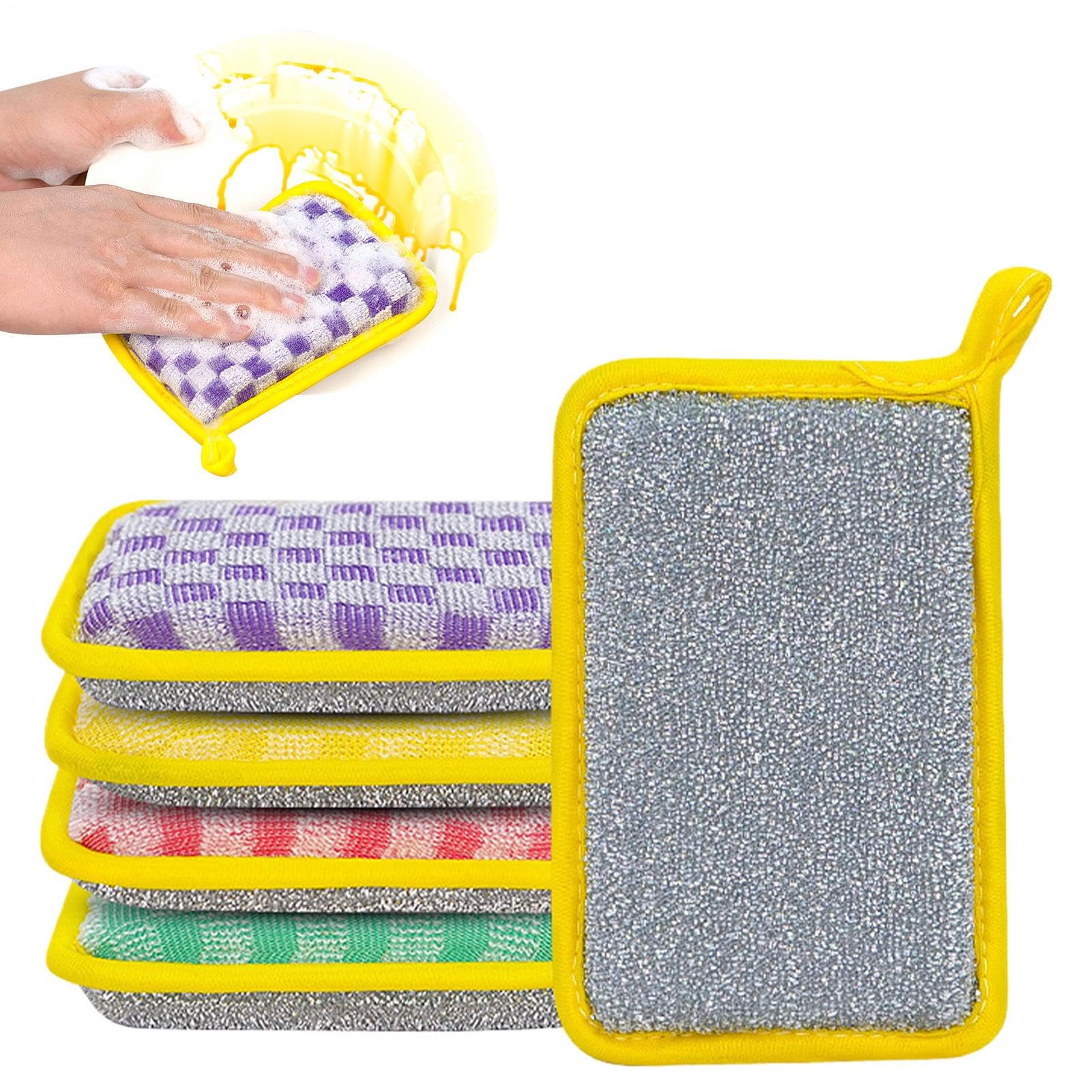Kitchen Sponges | Double Sided Cleaning Cloth, Multipurpose Reusable Set for Home Use, Sink Cleaning, Dishwashing, Cookware, Bathroom, Kitchen