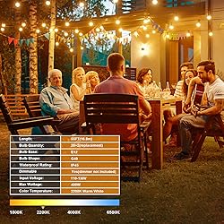 Outdoor String Lights,55FT Shatterproof LED Patio