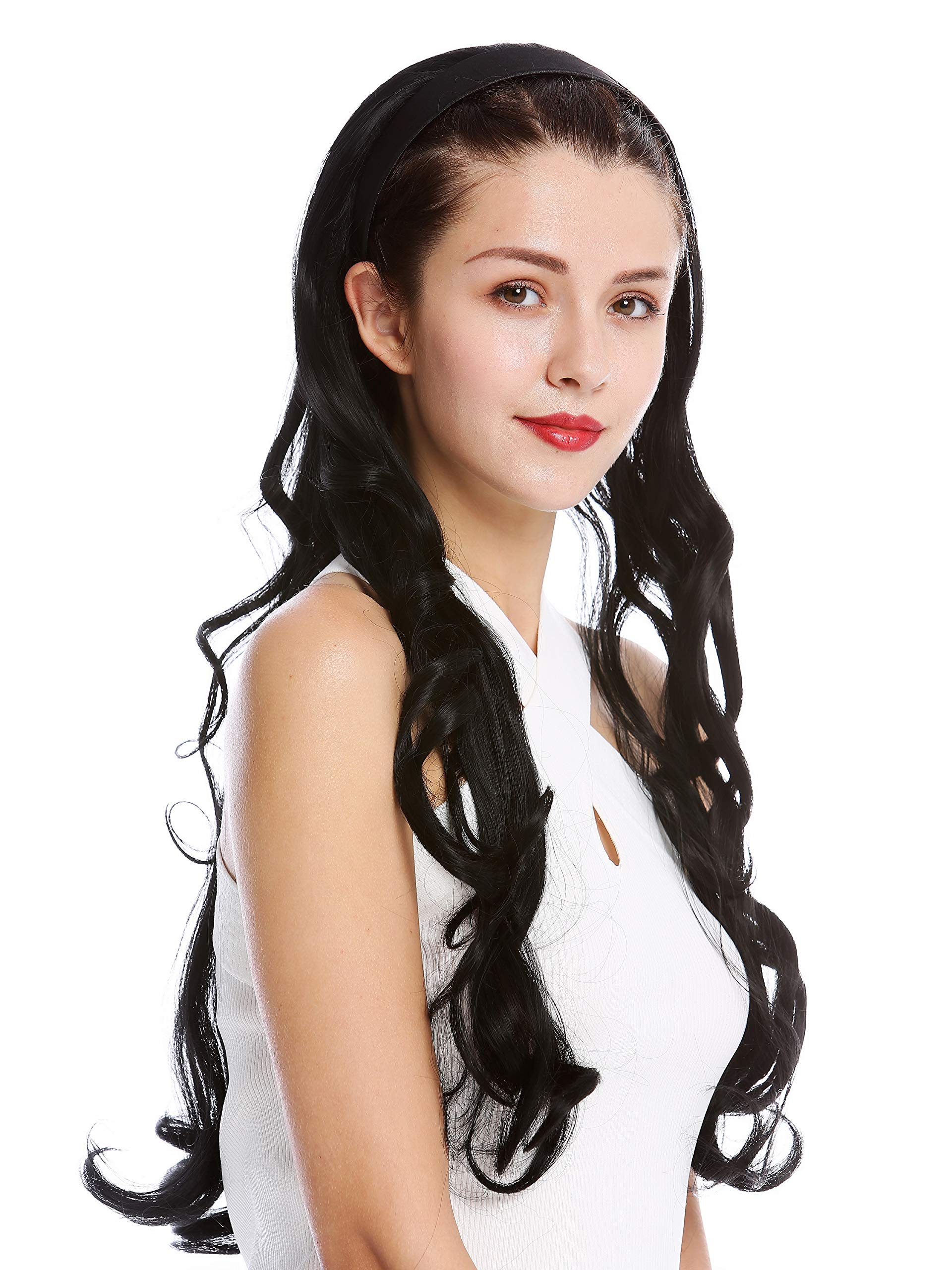 WIG ME UP - WH5044-1 Halfwig Hairpiece Extension with black hair hoop alice band very long wavy black 25inch