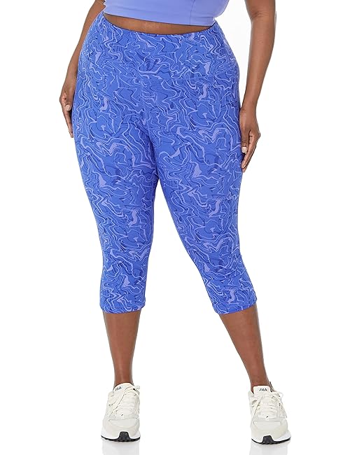 Amazon Essentials Women's Active Sculpt Workout Athleisure High Rise Capri Leggings (Available in Plus Size), Multicolor Marble, 3X