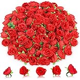 AWARDSEN 100Pcs 1.3 Inches Mini Red Roses Artificial Flowers Mini Rose Flowers for Crafts Fake Small Silk Rose Head for Wedding Bouquet DIY Party Table Centerpieces Decor