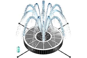 GAIZERL Solar Fountain with 3 Spray Height, Works in Shade, 3.5W Glass Solar Bird Bath Fountains with 2000mAh Battery and 4 R
