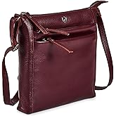 Small Soft Genuine Leather Crossbody Purse Women’s Sling Crossover Shoulder Travel Handbag with Triple Zipper