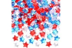 BOARDFEB 240 Pcs Patriotic Vase Filler Ice Rocks Acrylic 4th of July Star Crystals Gems Memorial Day Independence Day 3D Star Shaped Gems Decorations for Table Scatter, Party Wedding Arts Crafts